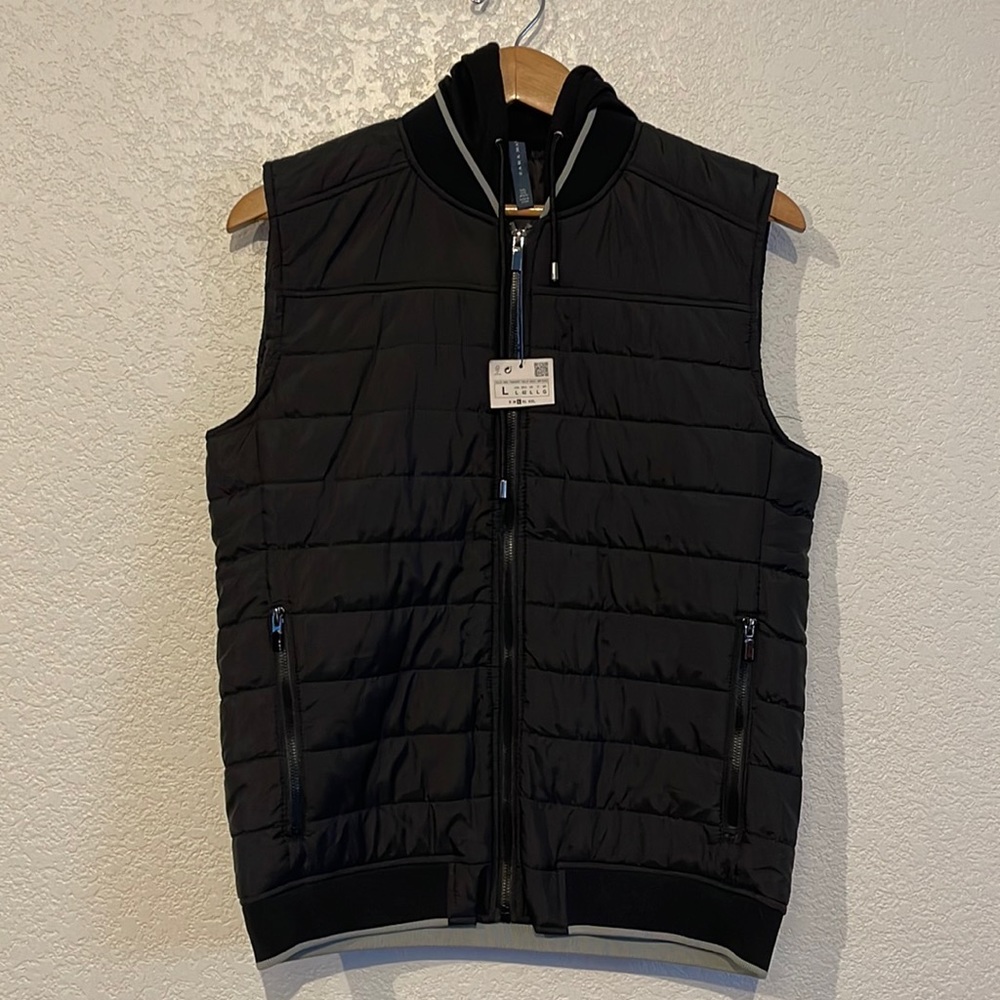 Zara Men’s Black Quilted Puffer Vest Size L NWT Lightweight Zip Up Jacket